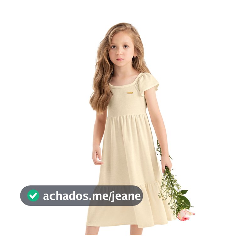 Vestido Midi Infantil Menina Malha Tricô Colorittá Amarelo