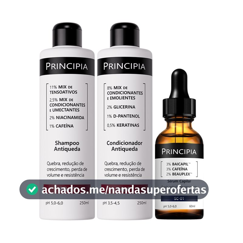 Principia Kit - Antiqueda Trio - Shampoo + Condicionar + Sérum Capilar 60Mls