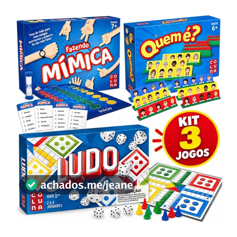 KIT 3 JOGOS - Fazendo Mimica + Ludo + Quem é (Estilo cara a cara) - Promoção
