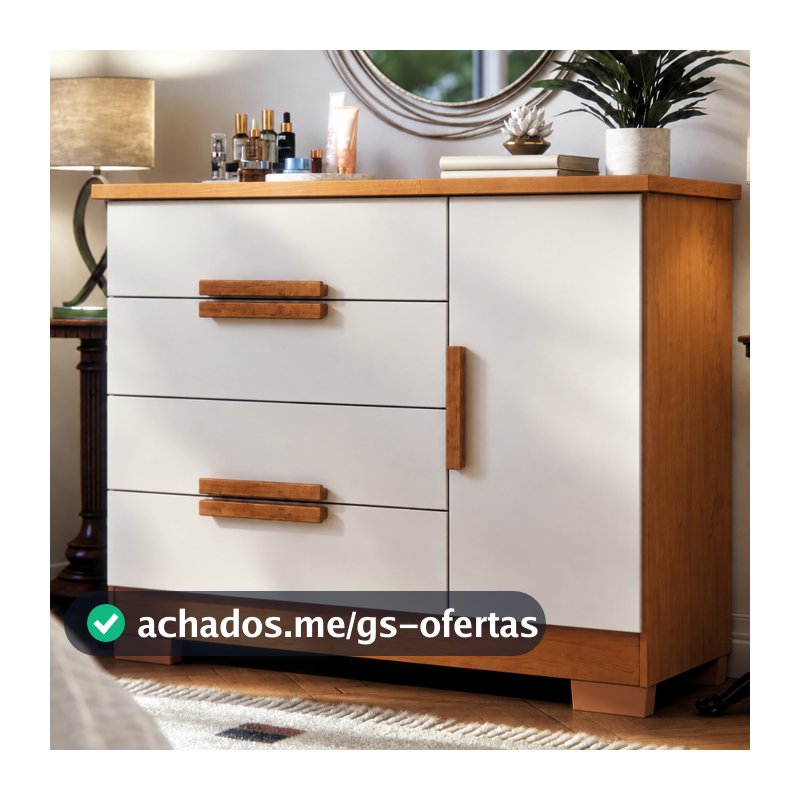 Cômoda Para Quarto Casal Sapateira 4 Gavetas 1 Porta Grande MDF Organizador de Roupas Moderna