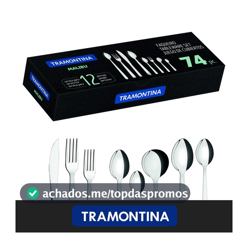 Faqueiro Aço Inox Tramontina Malibu 74 peças