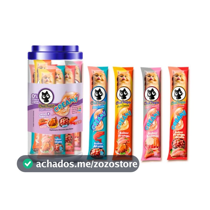 Petisco Gatos Chuchups Creamy Pote Sortido Com 24 Sachês