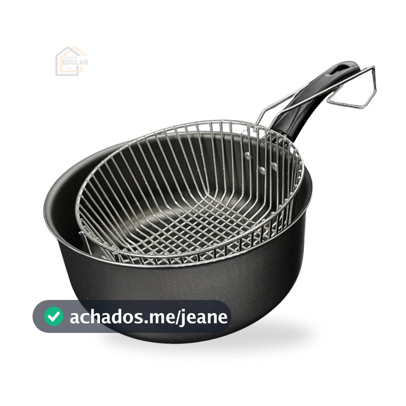 Panela Fritadeira 20 cm 5 Camadas de Antiaderente com Cesto Telado Escorredor Cor Grafite