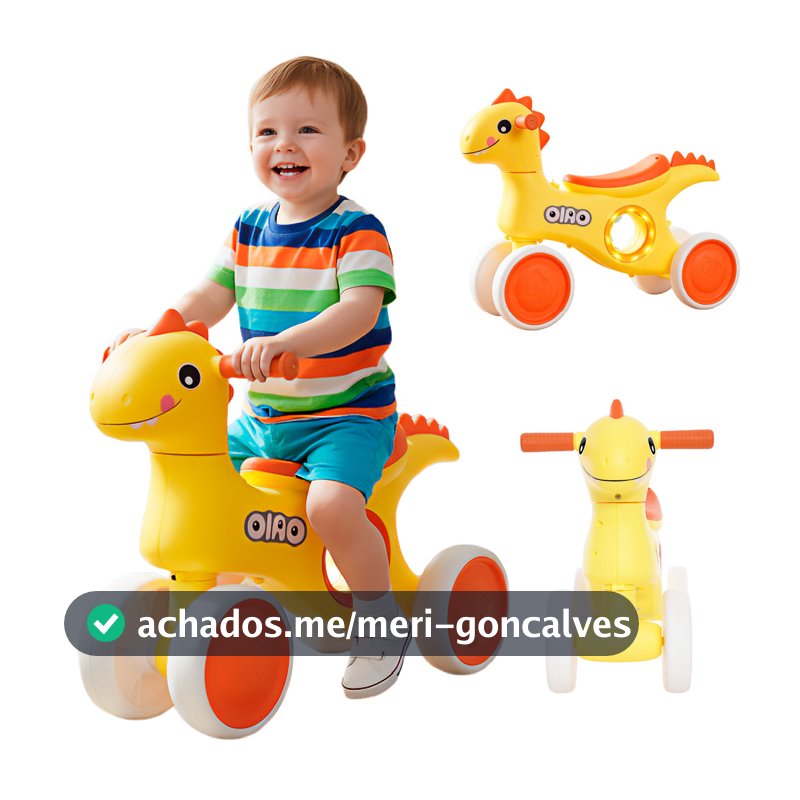 Bicicleta Equilíbrio Sem Pedal Infantil Dino Led Música Bebê