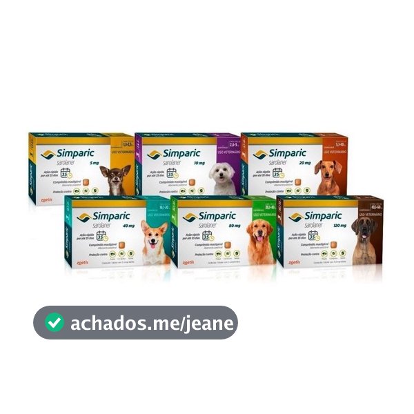 Antipulgas Simparic para cães TODOS OS TAMANHOS (escolha o tamanho no anuncio)