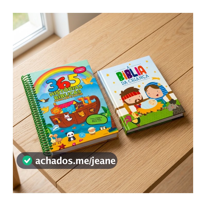 Kit 2 Livros Bíblia Infantil 365 Histórias Bíblicas Bíblia da Criança Livro Infantil Cristão