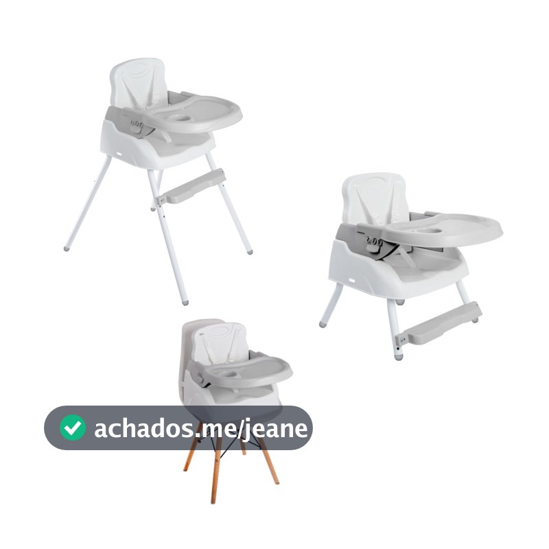 Cadeira Cadeirão de alimentação bebe portatil 3 em 1 Styll Baby - CINZA