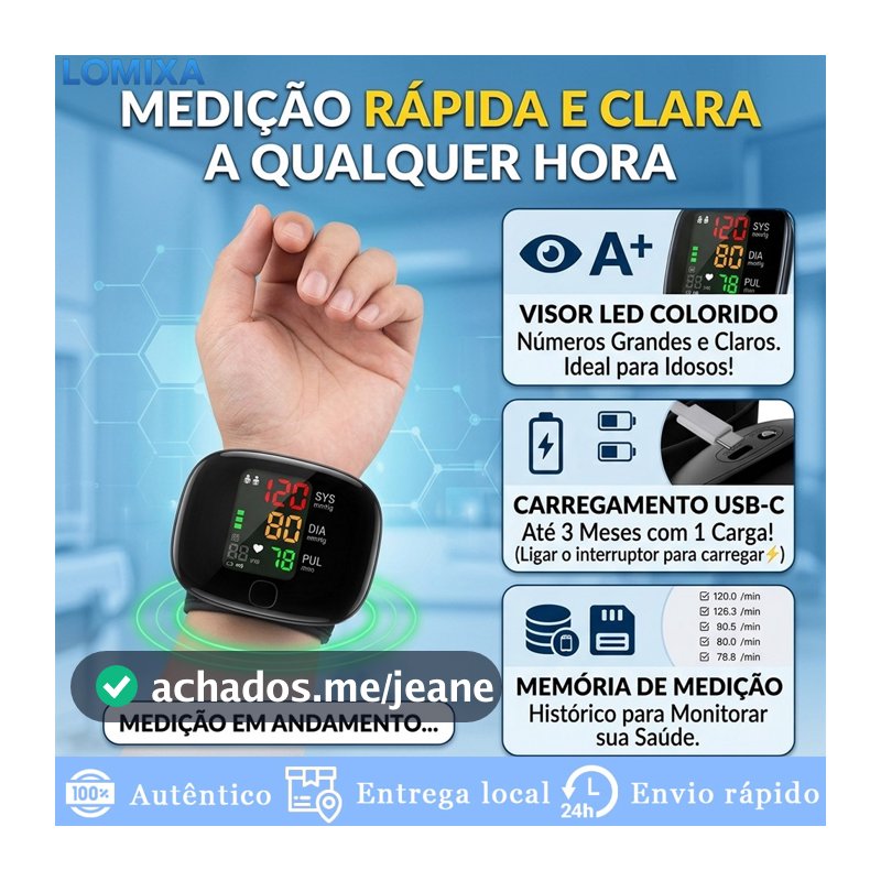Esfigmomanômetro Digital de Pulso Automático Profissional com Tela LED Inteligente Alta Precisão e Voz