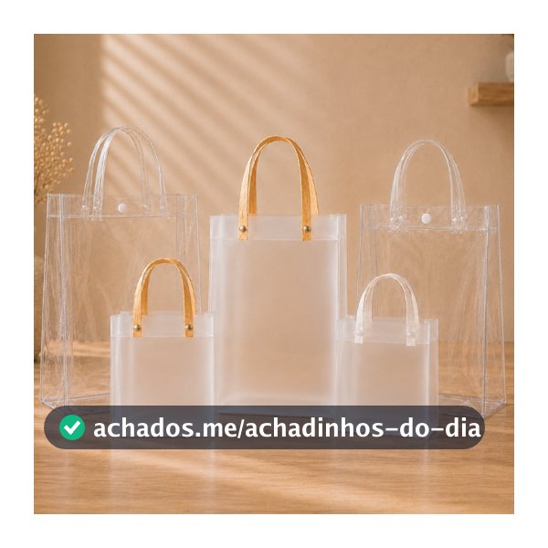 Kit 5/10/15 Sacolas Grande Transparente Sacola PVC Presente Lembrancinha Fosca