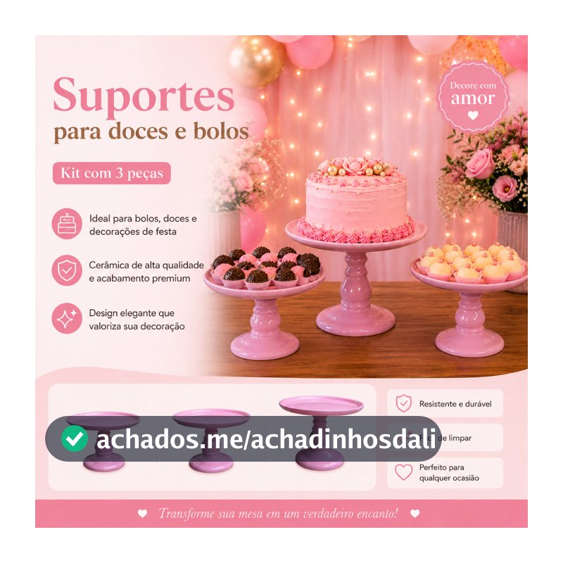 Kit 3 Boleiras Torneada Bandeja Decoração Festa Material em Cerâmica Dourada Frete Grátis
