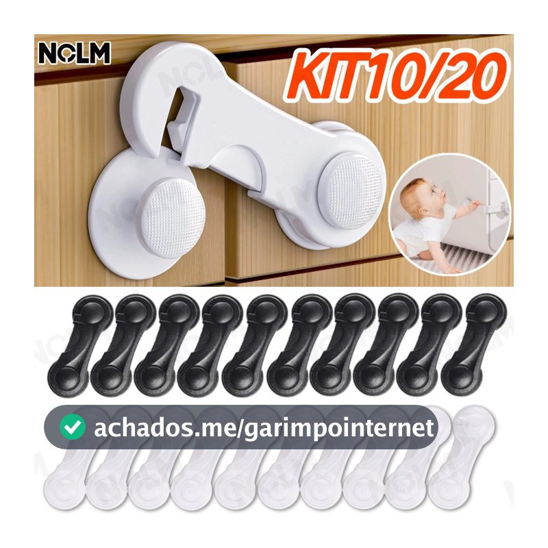Kit 10 Travas Para Gaveta Porta Armário Segurança Bebê - Opção de cores-NOLM