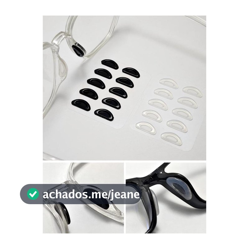 Almofadas nasais de silicone macias e antiderrapantes para óculos de sol com armação totalmente de plástico.