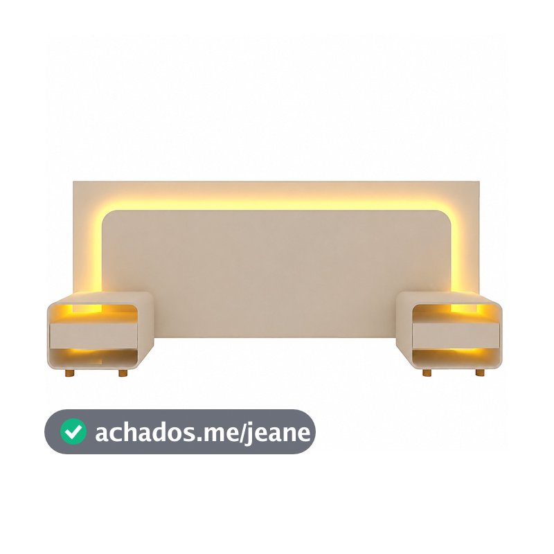 Cabeceira Innova Para Cama Box com 2 Mesas de Cabeceira e com Led Off White - Gelius