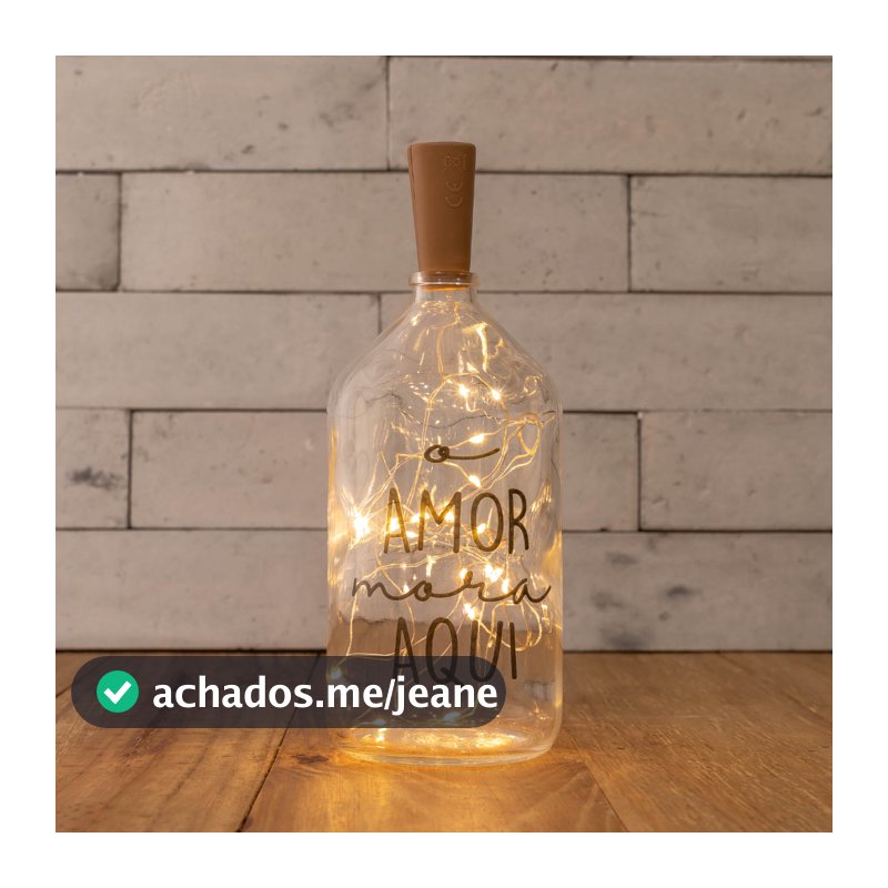 Garrafa Luminária Vidro Fio Rolha de Led Quente Decoração Abajur
