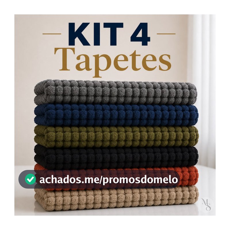 Tapete Bolinha KIT 4 Unidades Microfibra Banheiro Popcorn 38x58 Antiderrapante Alta Absorção Macio