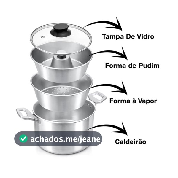Panela Multiuso 3 em 1 Alumínio | Cuscuzeira + Forma de Pudim + Vapor Legumes
