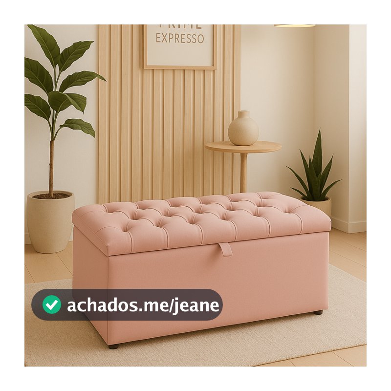 Baú Organizador Puff Estofado Multiuso  para Sala, Quarto e Decoração
