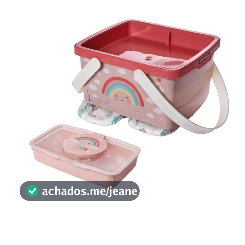 Kit Higiene Porta Fraldas C/ Alça E Porta Lenço Umedecido Infantil Limpeza Bebê Uso Diário Viagem