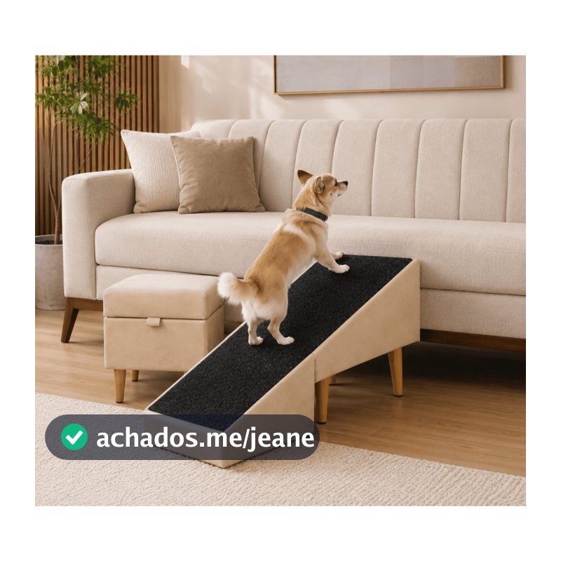 Rampa Pett Multiuso 2em1 Escada Prática Sófa Cama Para Pets Cachorro Gato Pufe Banco Estofado Suede