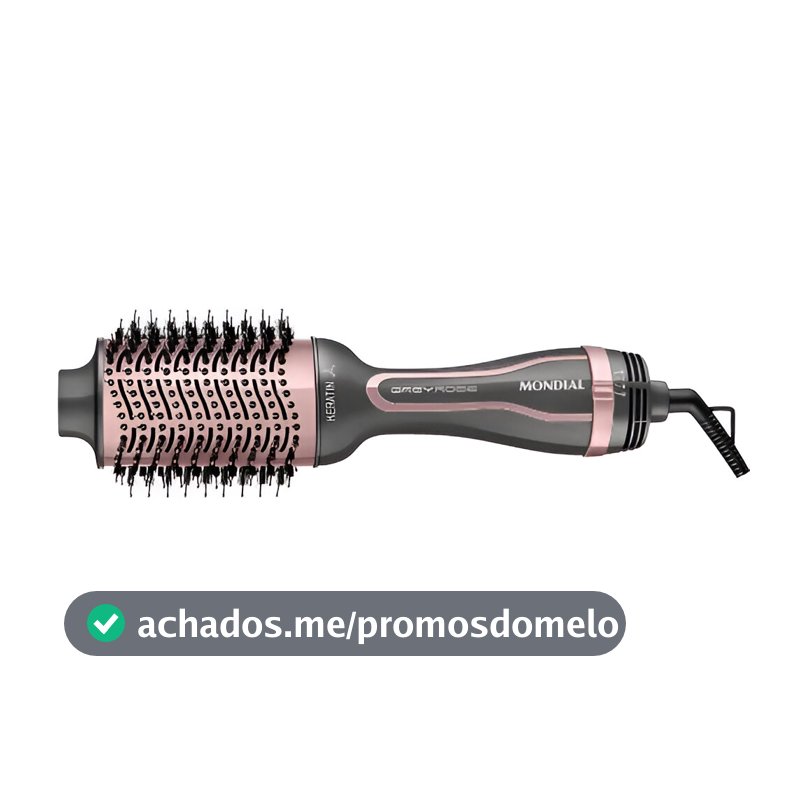 Escova Secadora Mondial Grey Rose Keratin 1300W Bivolt