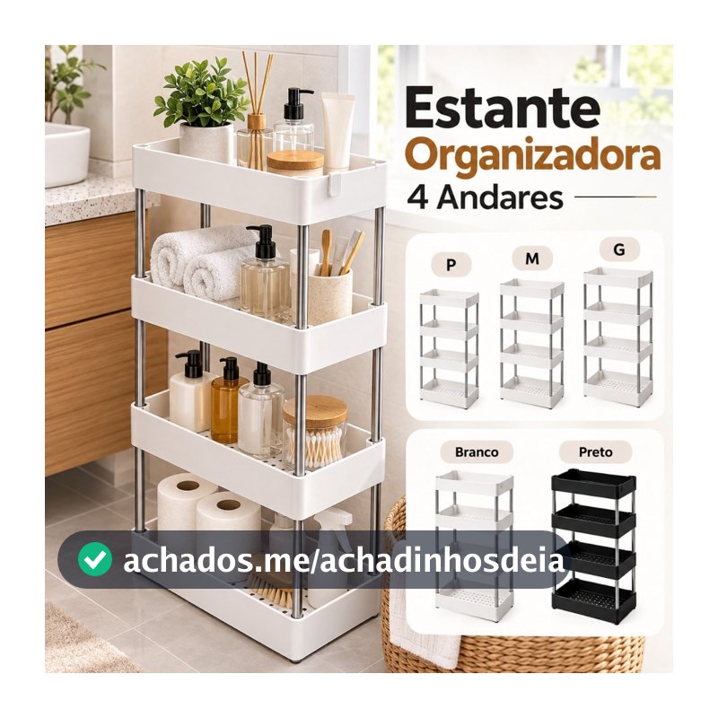 Estante Prateleira Multiuso 4 Níveis Organizador Vertical para Cozinha Banheiro e Escritório