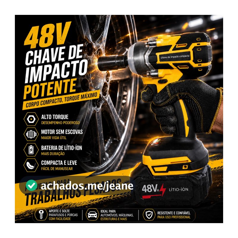 Chave De Impacto Sem Fio 2 Baterias E Soquetes 48V 2 Baterias E Vários Soquetes