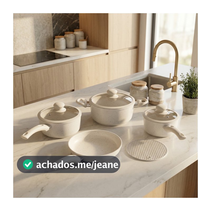 Jogo de Panela Antiaderente 5pçs Cerâmico Fogão Gás/Elétrico/Indução Tampa Silicone Envio Imediato!!