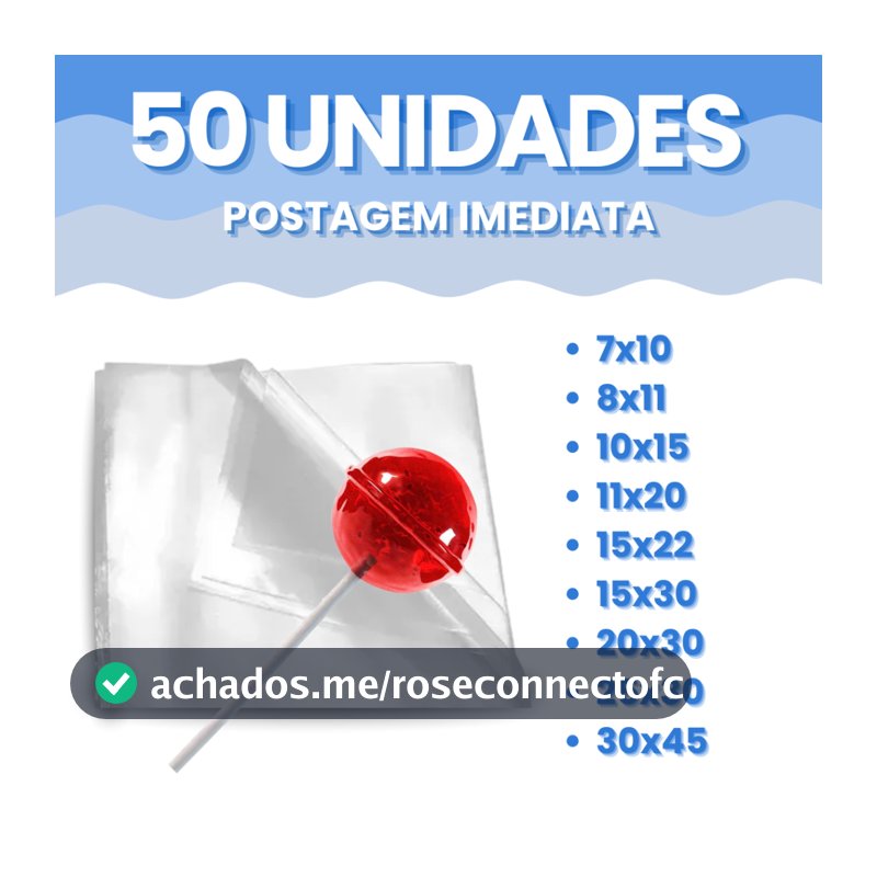 Saco Plástico PP Transparente Incolor Brilhante Embalagem Kit 50 Celofane Unidades Diversas Medidas