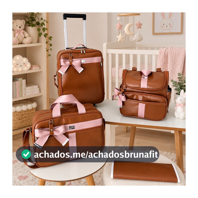 Kit de bolsas de maternidade luxo personalizado com mala de rodinha, bolsa, mochila e trocador