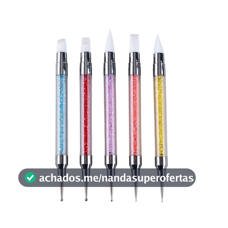 Kit 5 Pincéis Silicone Decoração Unhas 3D Profissional Nail Art