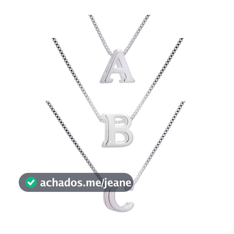 Colar Corrente Letra Lisa Inicial Banhado Prata 925