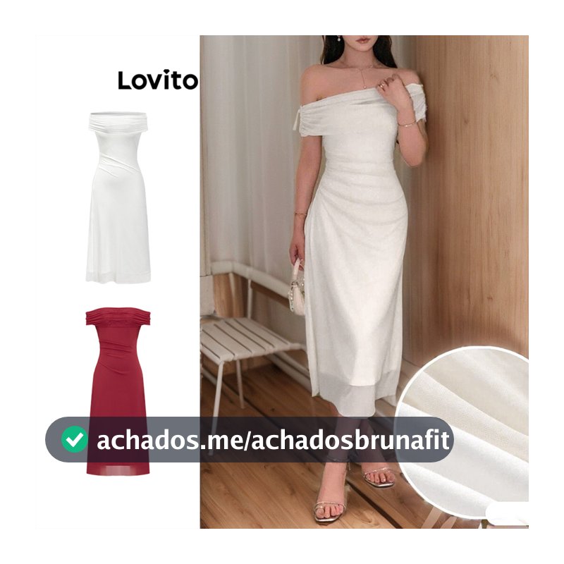 Lovito Elegante Vestido Liso Com Detalhes Em Tule Contrastante Para Mulheres L87ed310 (multicolorido)