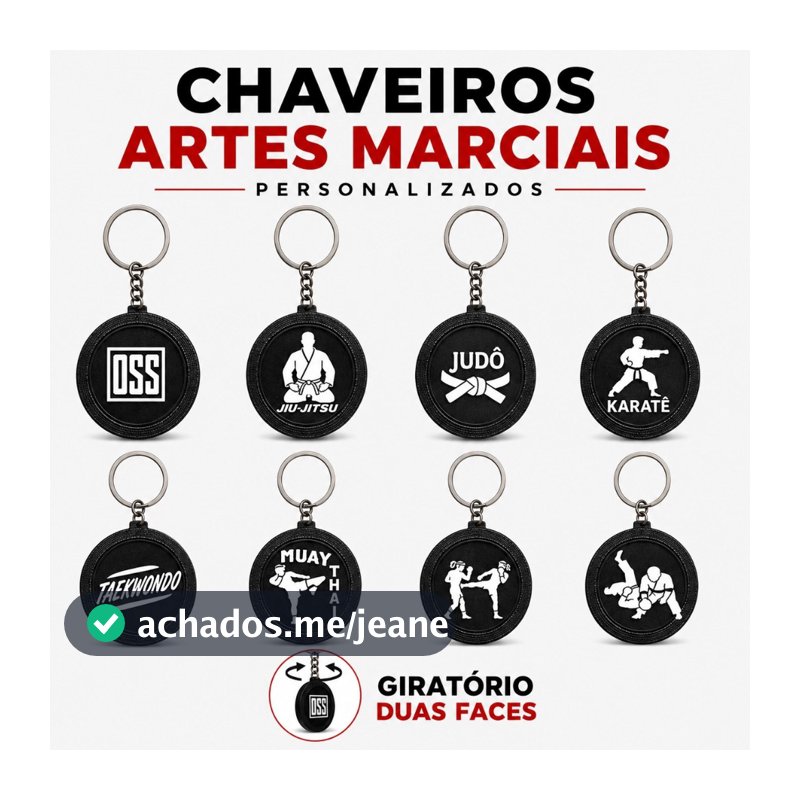 Chaveiro Giratorio Artes Marciais Jiujitsu Judo Muay Thai Karate Taekwondo