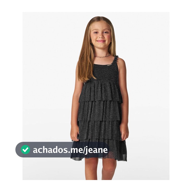 Vestido Infantil em Tule Shine Duo Trick Nick Preto
