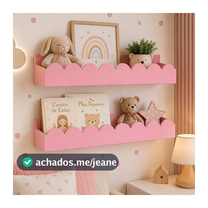 Kit 2 Prateleiras Modelo Cerquinha Decoração Quarto Infantil
