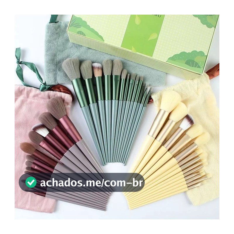 Kit 13 Pçs Pincéis de Maquiagem Com Bolsa de Veludo Contorno Kabuki Profissional Várias Cores Disponíveis Promoção