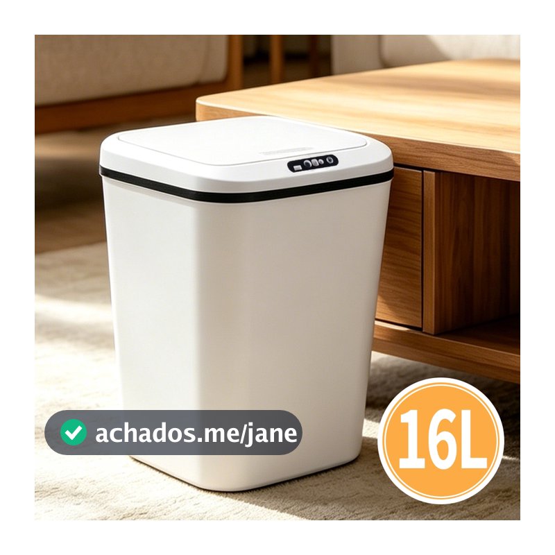 Lixeira Inteligente Automática 16L Recarregável USB com Sensor, Abertura Automática para Cozinha, Banheiro e Escritório