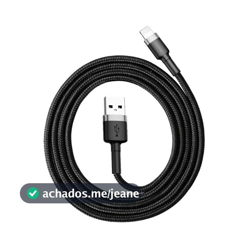 Baseus Cabo Usb p/ Lightning iPhone 2.4a 1m Cafule Nylon Trançado Junta Reforçada Ultra Resistente