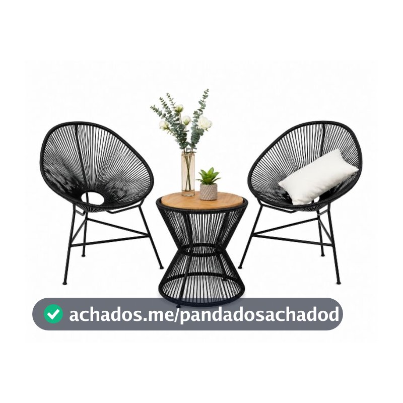 kit Varanda 2 Cadeira Acapulco +Mesa Ampulheta Fibra Sintética