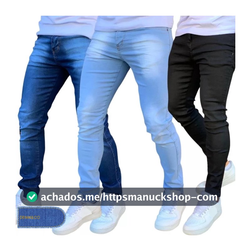 Kit Calça Jeans Skinny Masculina Com Lycra Estica Muito Nf super promoção