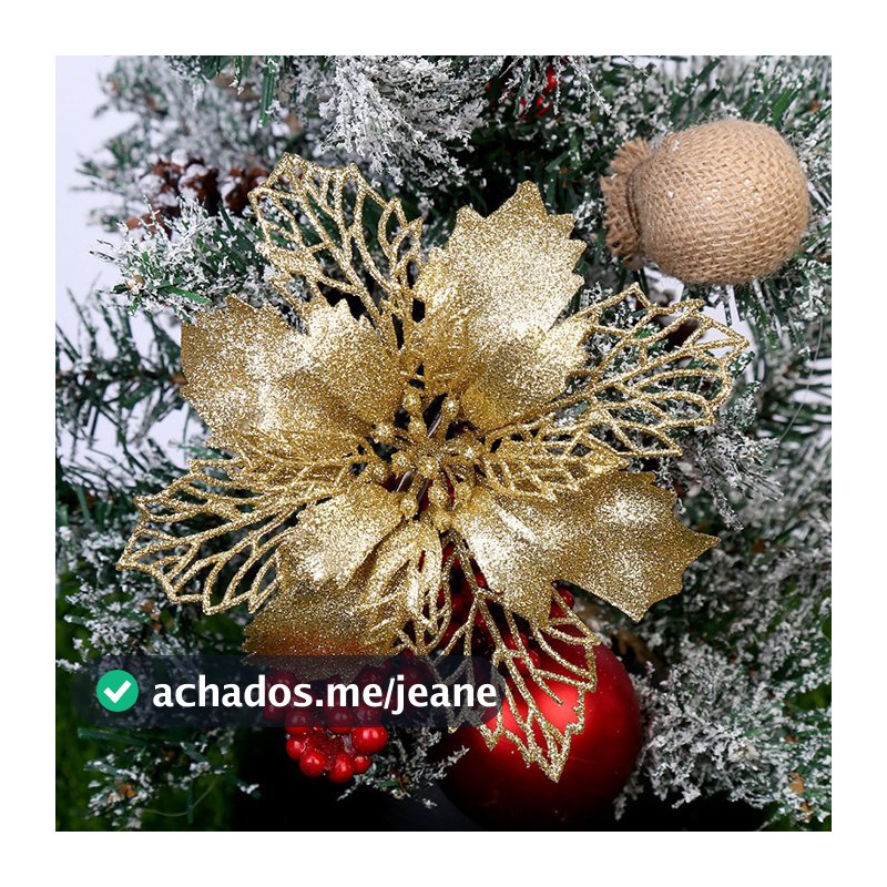 10 Peças Comemorando Árvore De Natal Flor Glitter Decoração Decorações Presentes De Ano Novo
