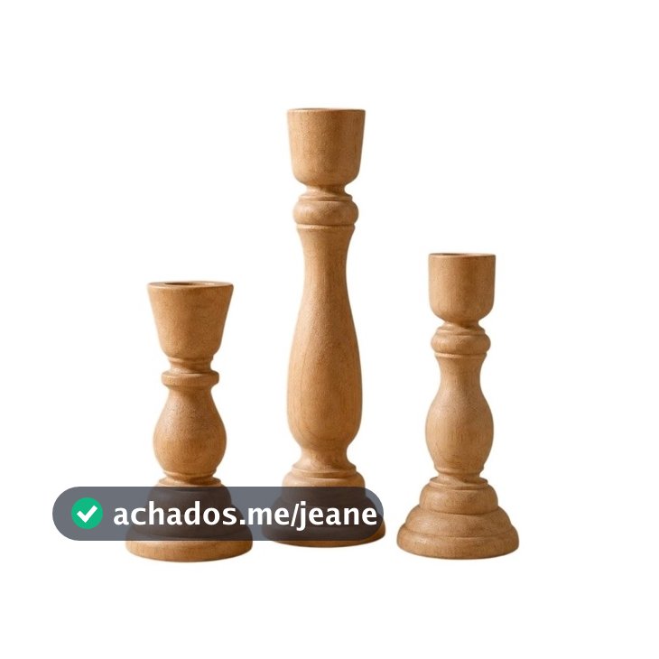 Castiçal de Madeira Torneado para Vela Palito | Porta vela três unidades e individual | Farmhouse Decoração Sala Rústica