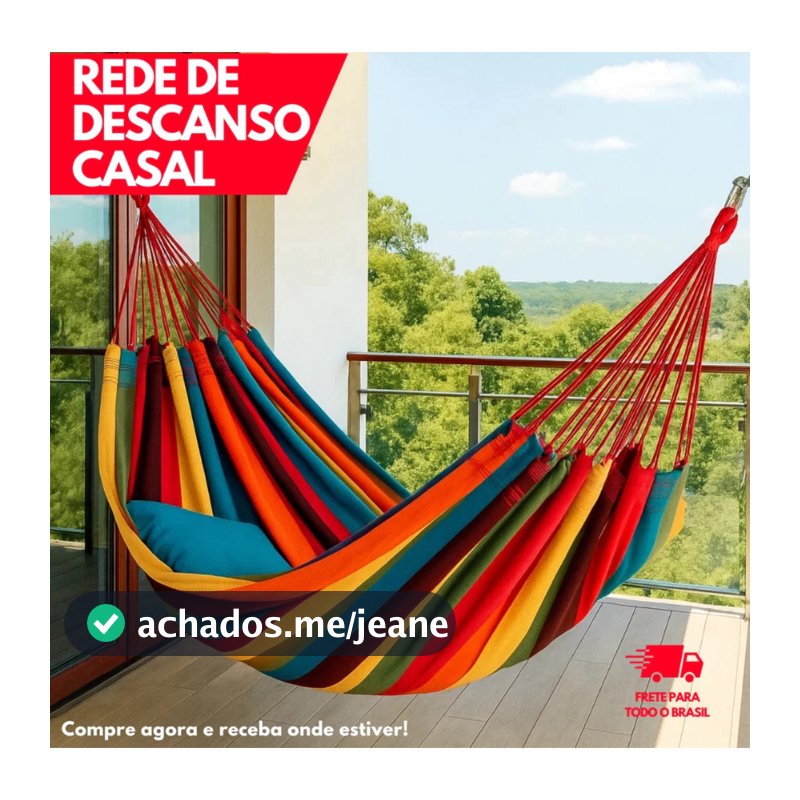 Rede De Descanso Rede De Dormir De Casal Até 2 Pessoas 3.90m X 1.50m / Preto E Colorido b