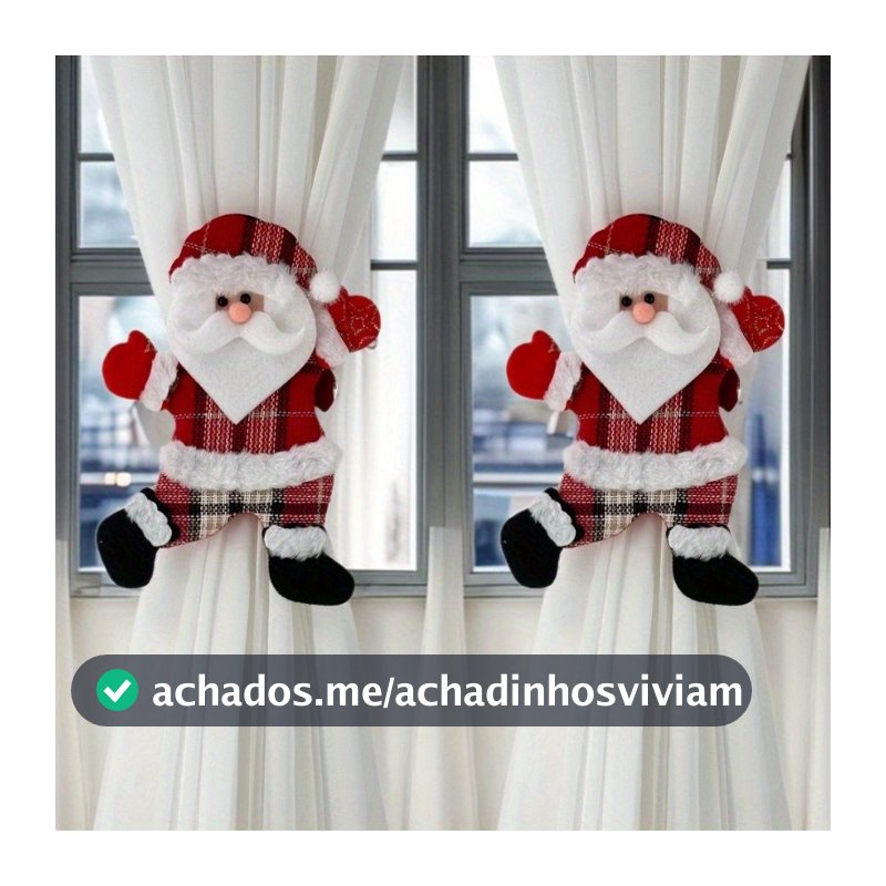 Clipes de Cortina com Tema de Natal, Clipes de Cortina do Papai Noel, Decorações de Férias, Clipes de Cortina de Rena, C