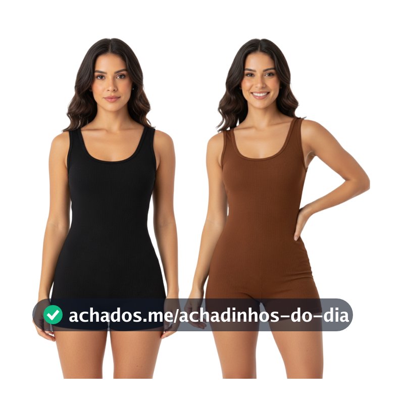 Macaquinho Feminino Canelado Curto Anarruga Ajustado Roupa Feminina Estilosa