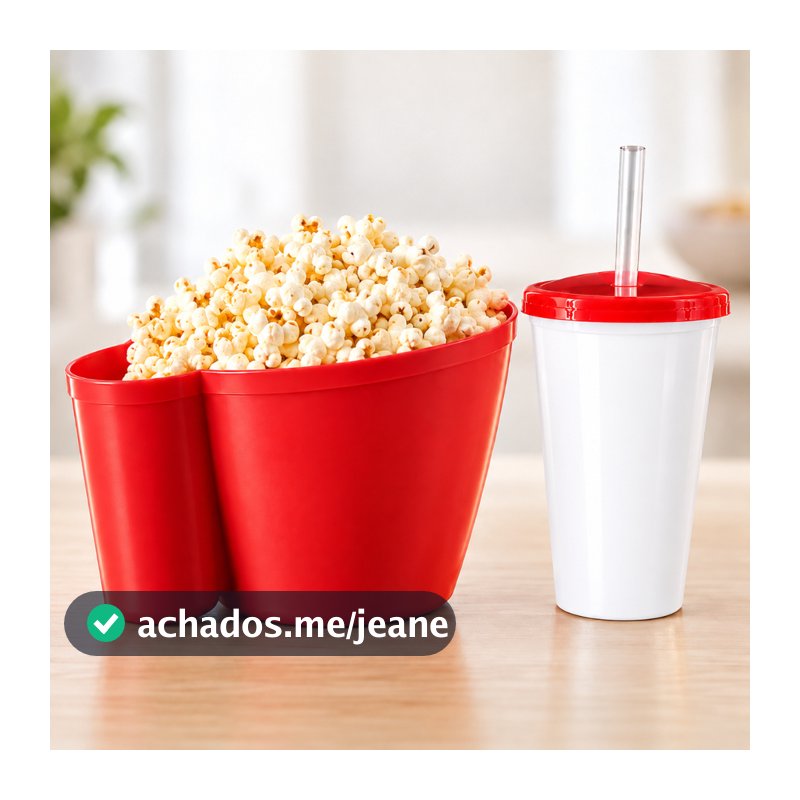 Kit 5 a 30 Baldes de Pipoca Plástico com Suporte para Copos Twister/ kit balde+copo com tampa
