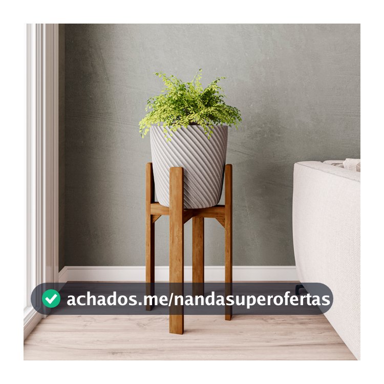 Suporte Legs para Vaso Cachepot em Madeira Pinus 55cm /40cm com Vaso de Plantas