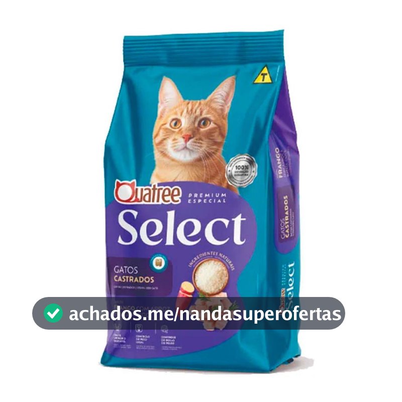 Ração Quatree Select Gatos Castrados Frango e Arroz 10kg