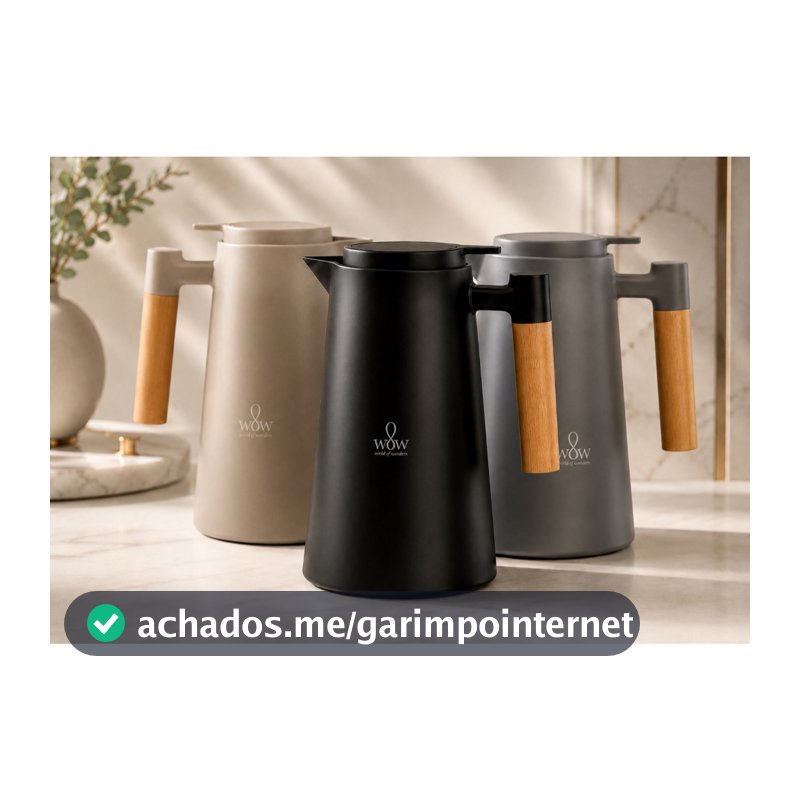 Garrafa Térmica Cabo Madeira Para Café 1l