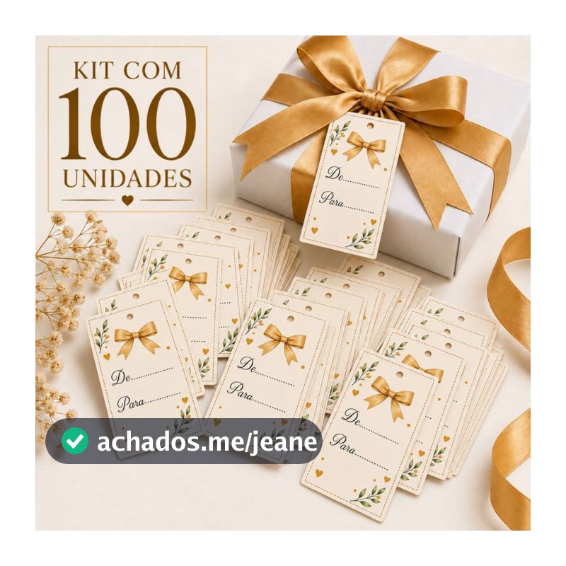 Tag Para Presentes 7x4,4cm Kit 100 Unidades Papel Decorativo
